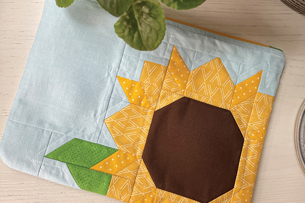 Sunflower Pouch with Light Blue Background