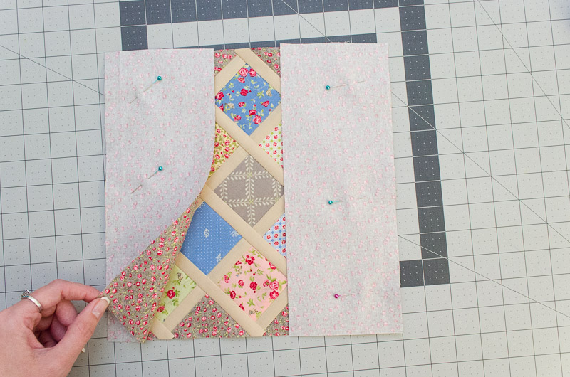 Sew background strips to sides