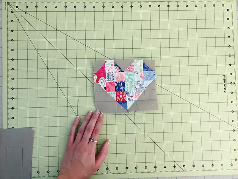 Sew rows together to make a simple patchwork heart